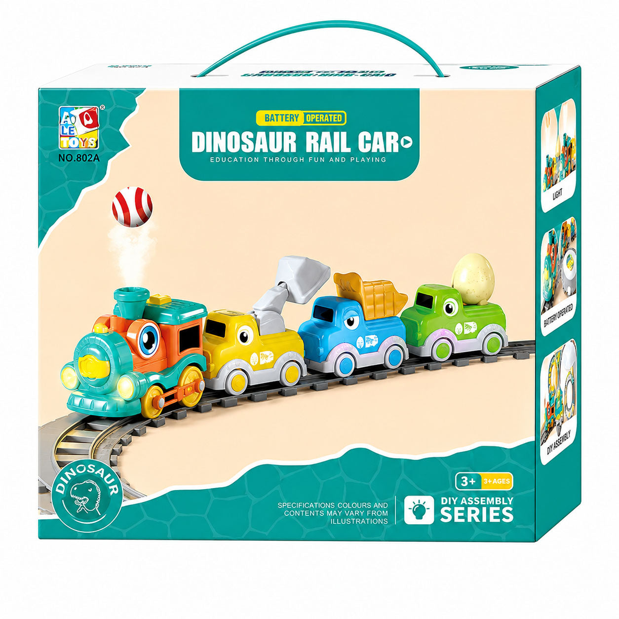 Bear Electric Smoke Spray Train with 18 Piece Track Set for Kids