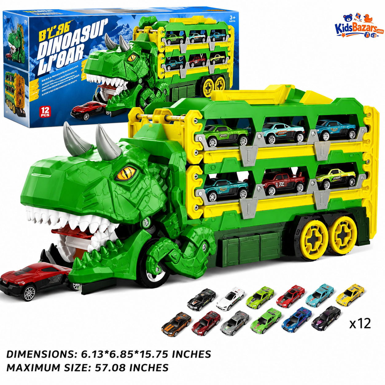 Urban Rail Track Toy Set for Boys, Transforming Dinosaur Truck Children's Toy, Includes 6 Vehicles, Ultimate Garage Playset, Suitable for Kids