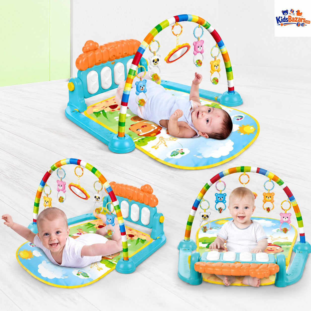 Kids Piano Fitness Bed With Lights Sound