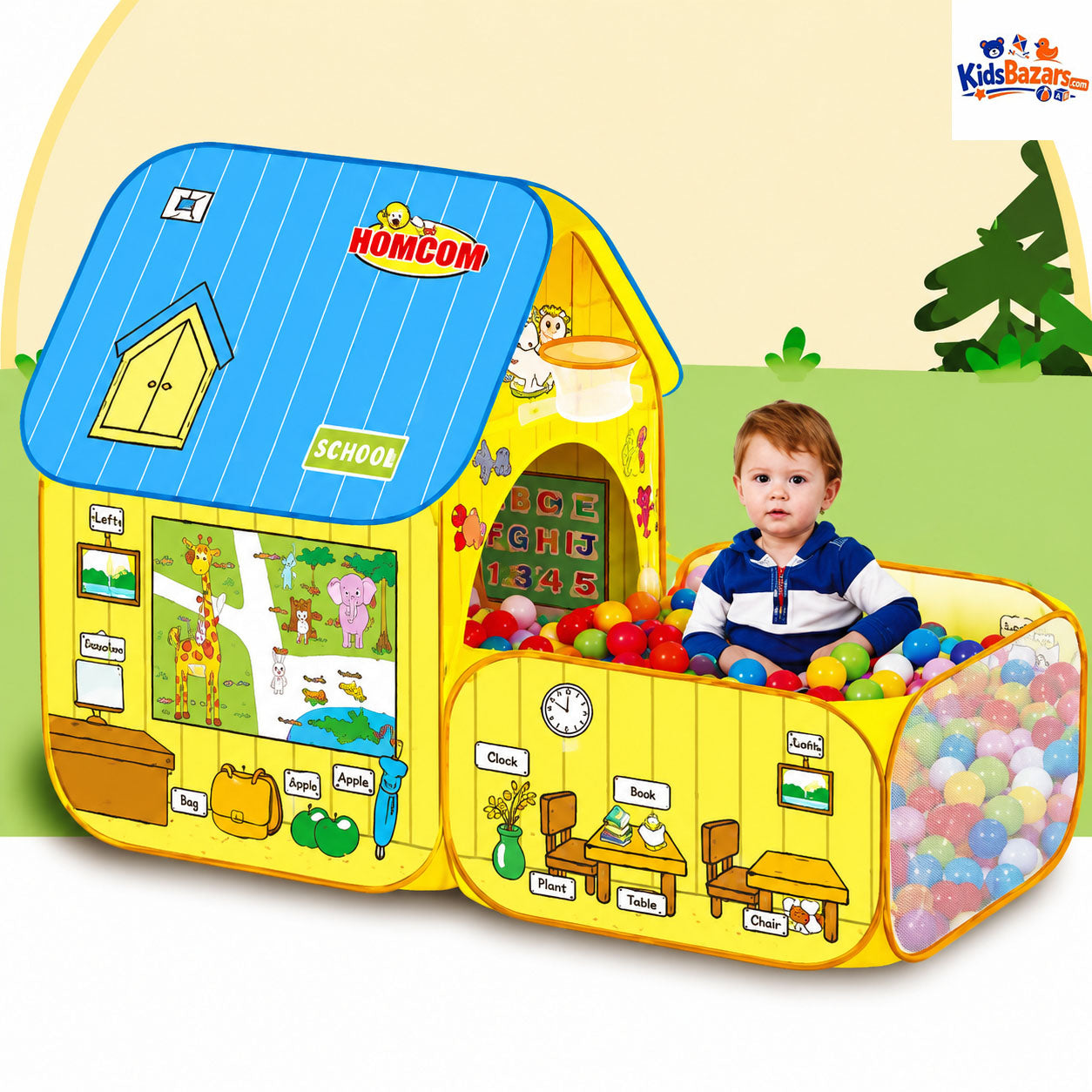 School Bus Pop Up Play Tent for Kids – Foldable Indoor Outdoor Playhouse, Easy Setup Kids Tent, Portable Toy Tent for Boys Girls, Fun Pretend Play Tent House, Lightweight Children Play Tent, Birthday Gift for Kids