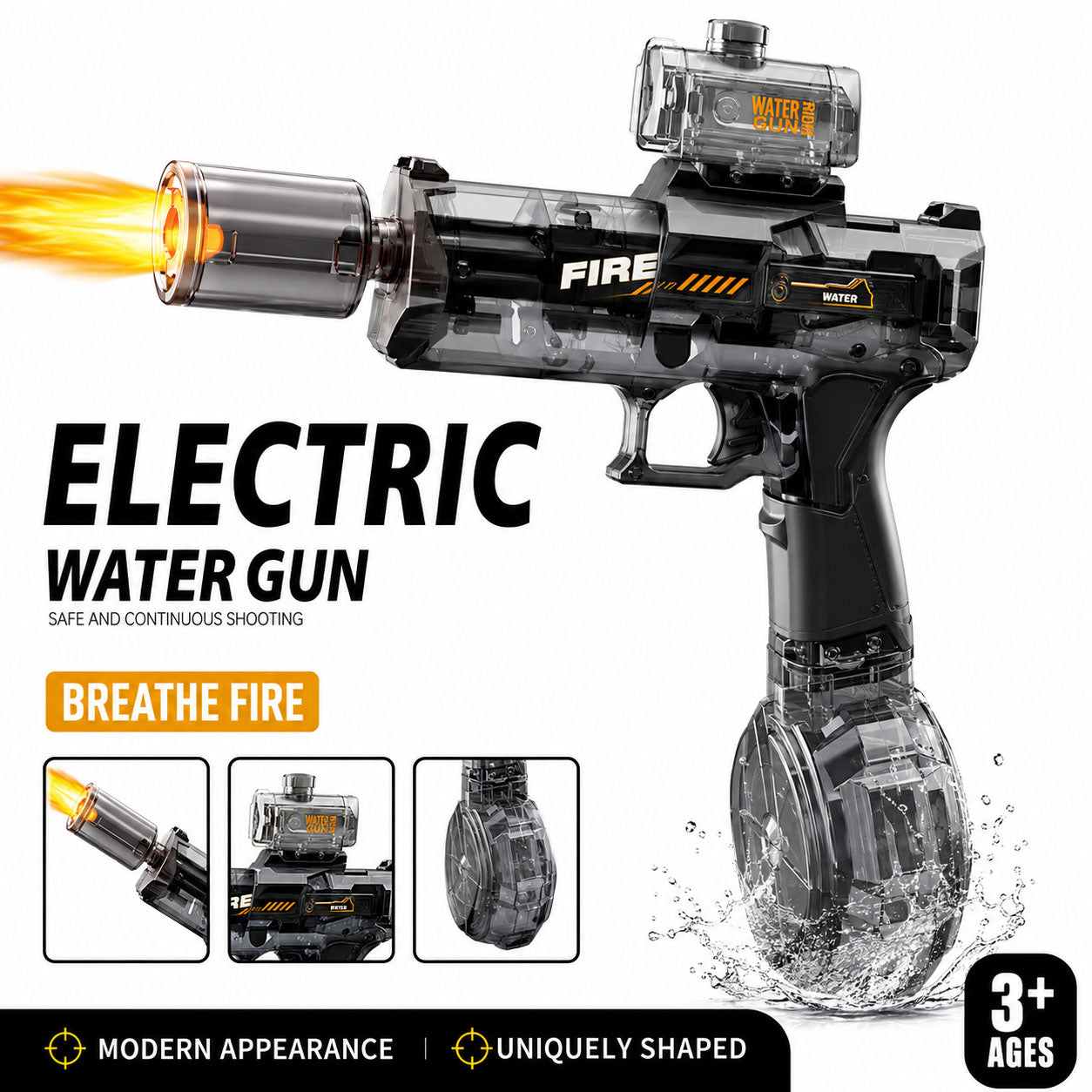 Electric Mini Water Gun with Continuous Spray & Recoil – Fun Kids Water Blaster