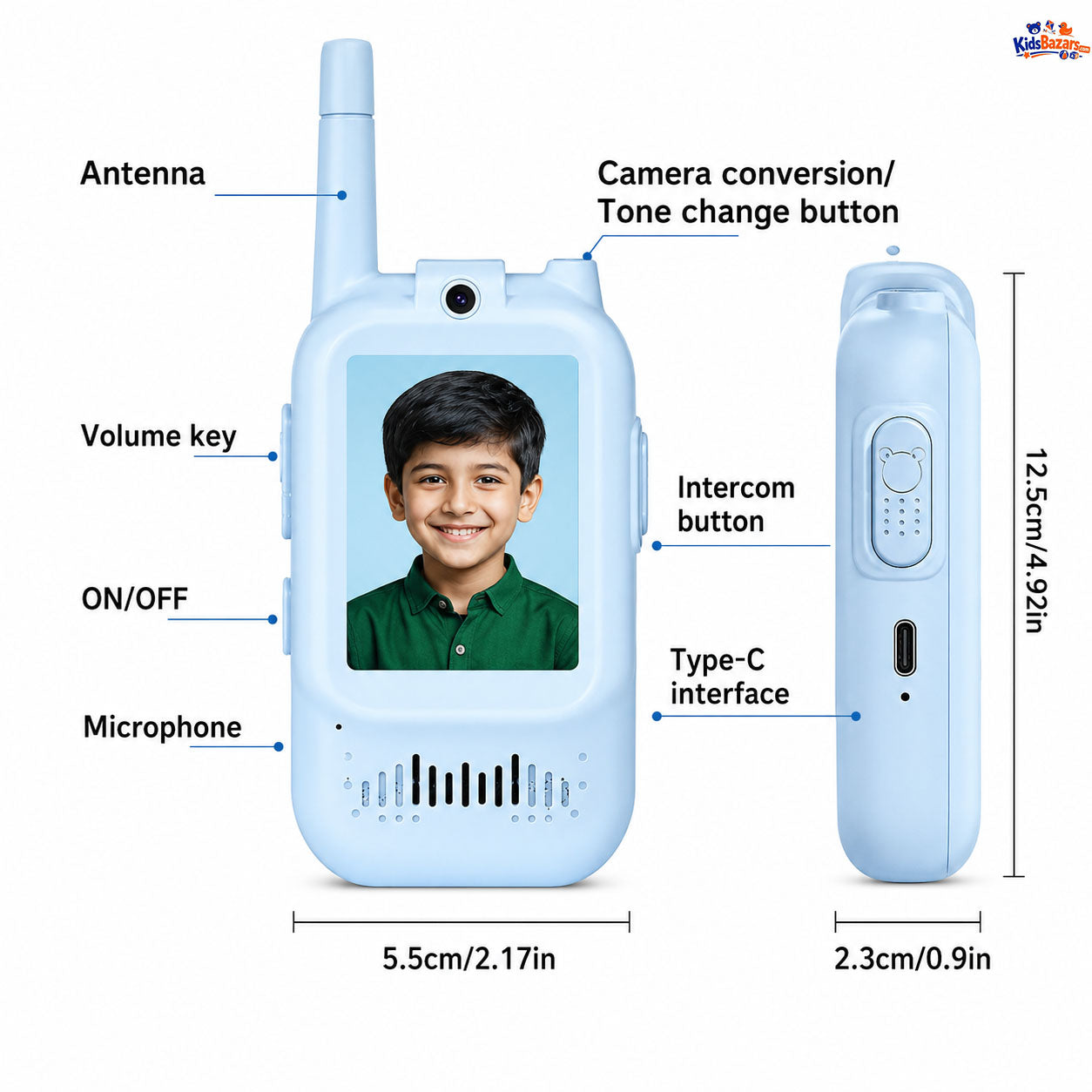 2Pcs Rechargeable Kids Video Walkie Talkie