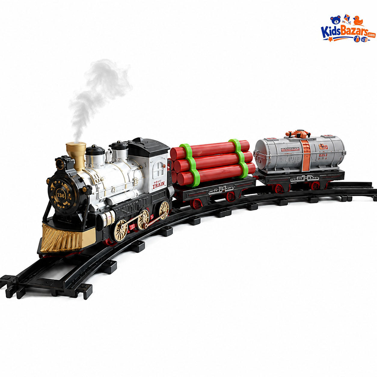 Kids Western Express Train Set Round Track – Light & Sound Toy for Children