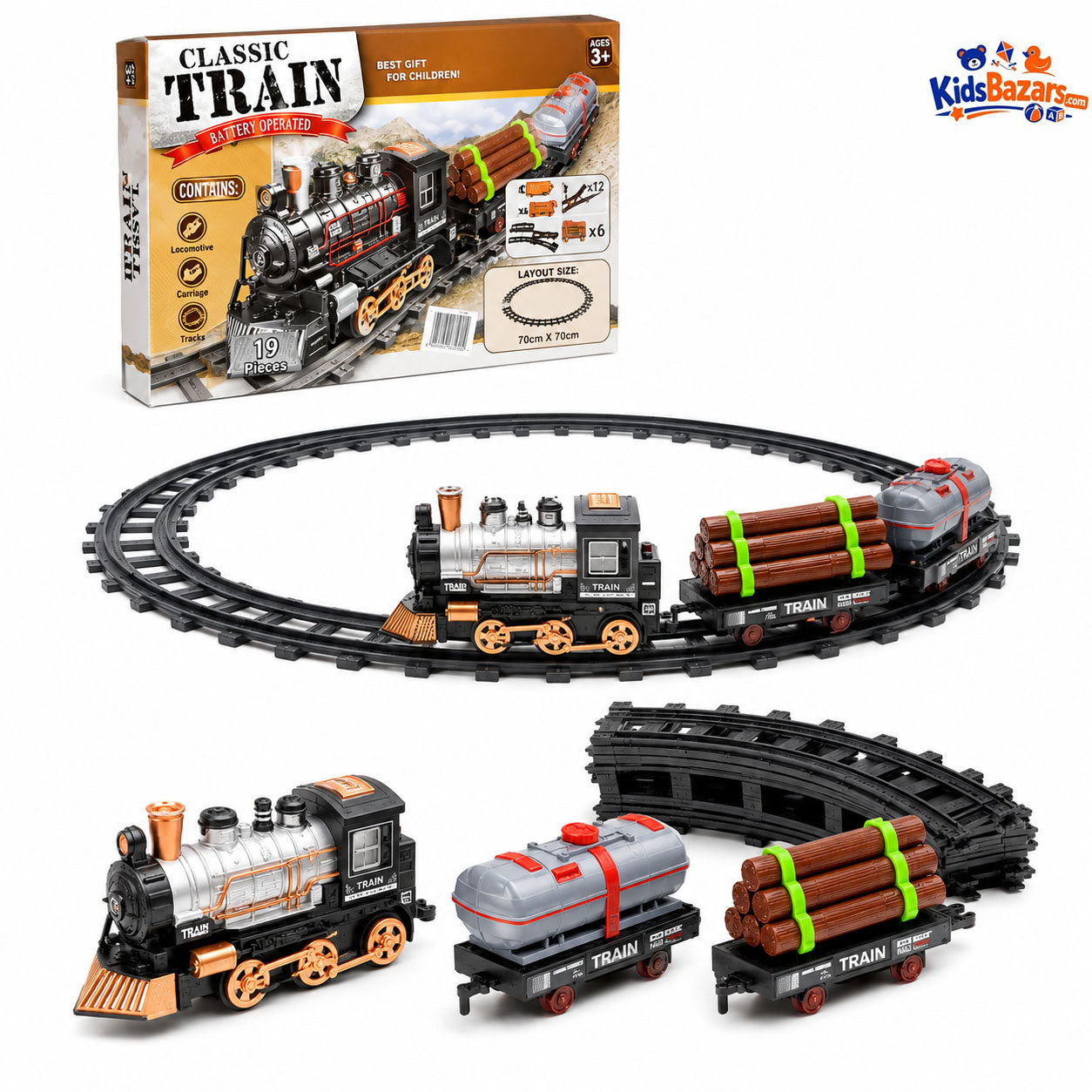 Kids Western Express Train Set Round Track – Light & Sound Toy for Children
