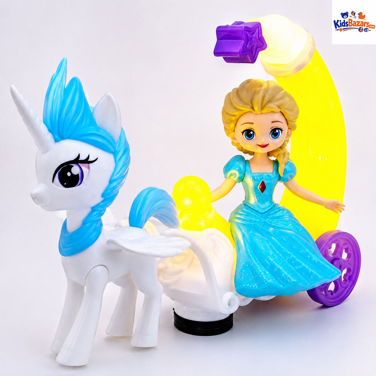Princess Moon Carriage Unicorn Toy with LED Lights & Music | Battery Operated Kids Toy