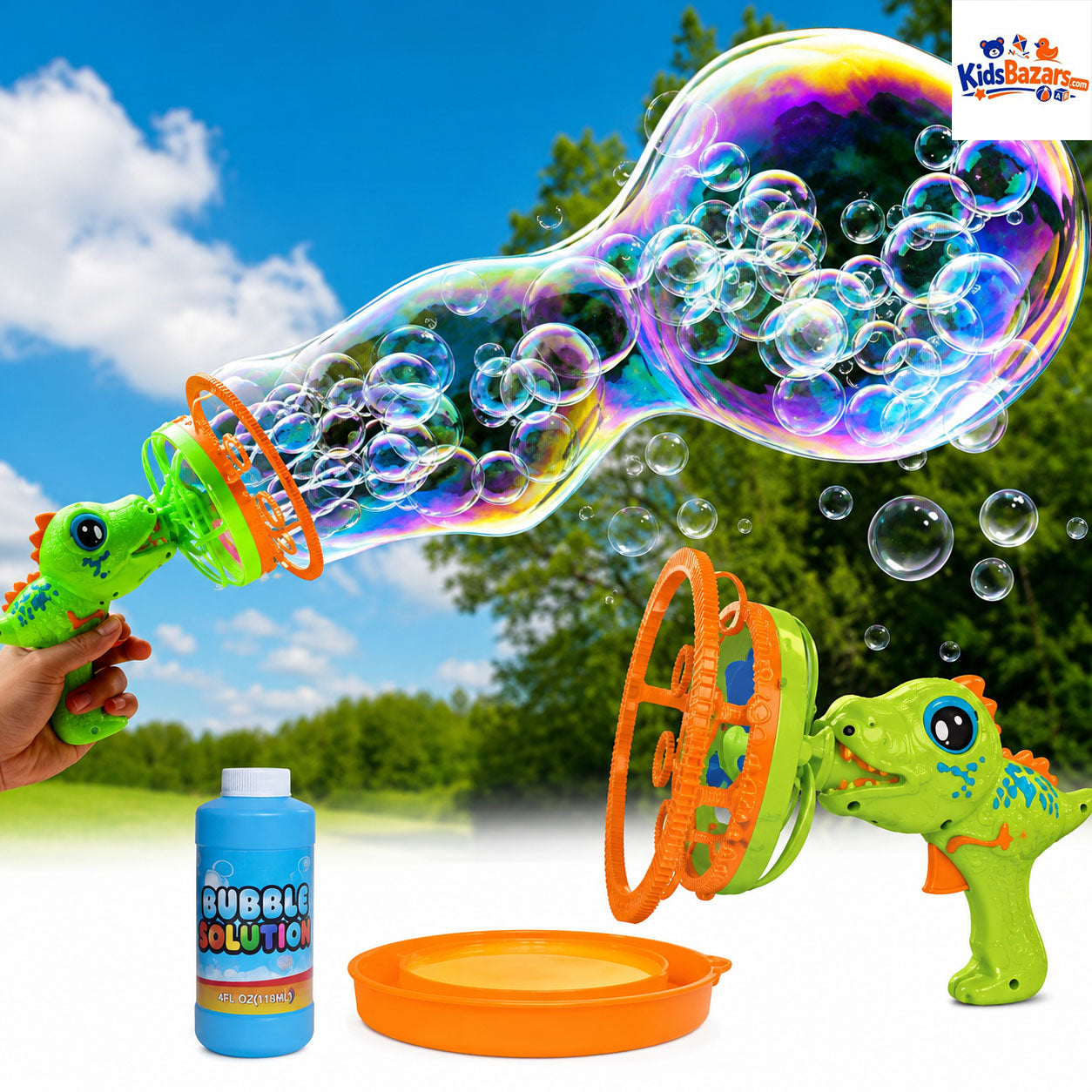 Bubble Baby Dinosaur Bubble Gun Toy Set for Kids Automatic Bubble Blaster