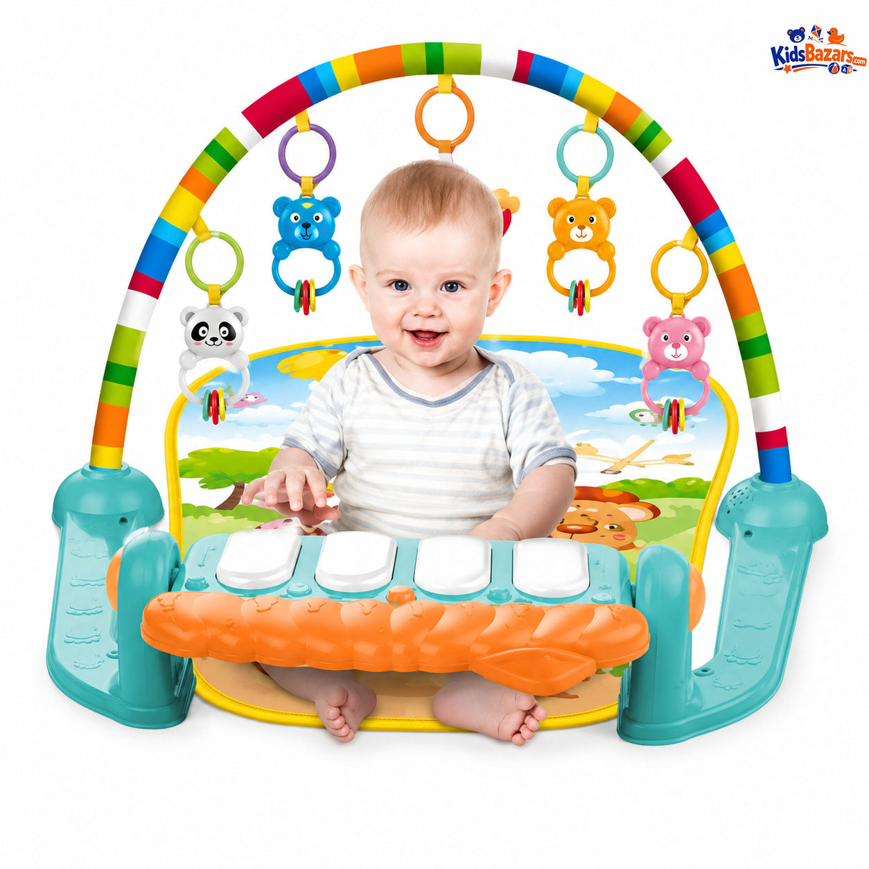Kids Piano Fitness Bed With Lights Sound