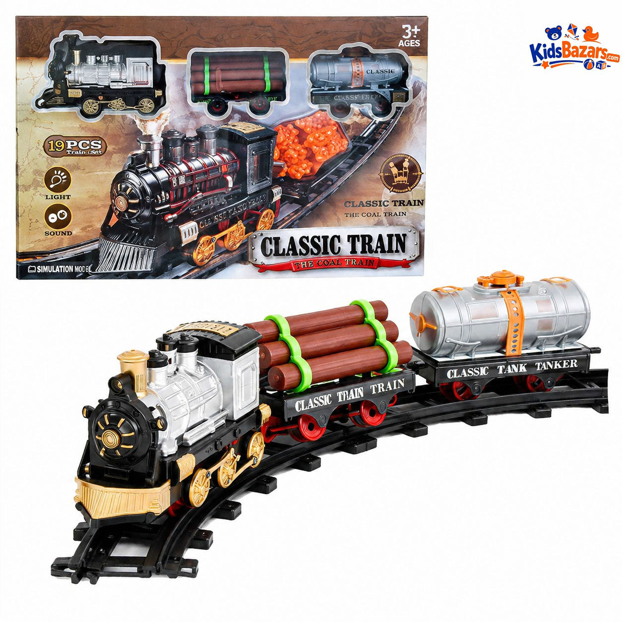 Kids Western Express Train Set Round Track – Light & Sound Toy for Children