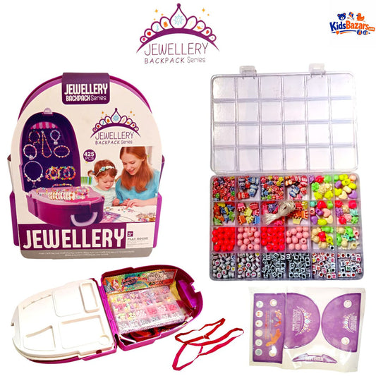 DIY Jewellery Backpack Set for Girls – Beads Bracelet & Necklace Making Kit