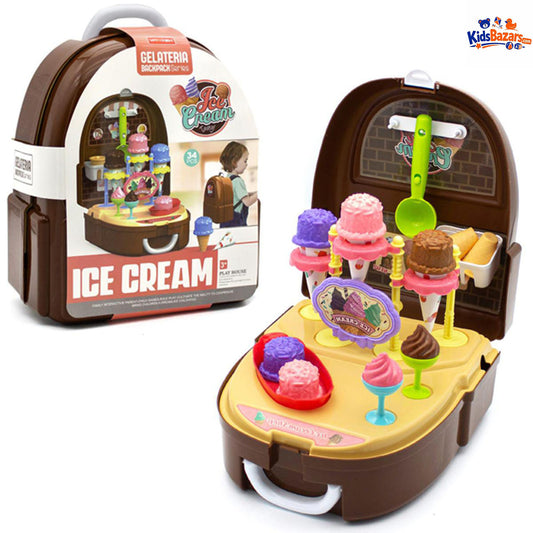 34 Pieces Ice Cream Toy Backpack for Kids – Gelateria Play Set | Fun & Educational Pretend Play Kit