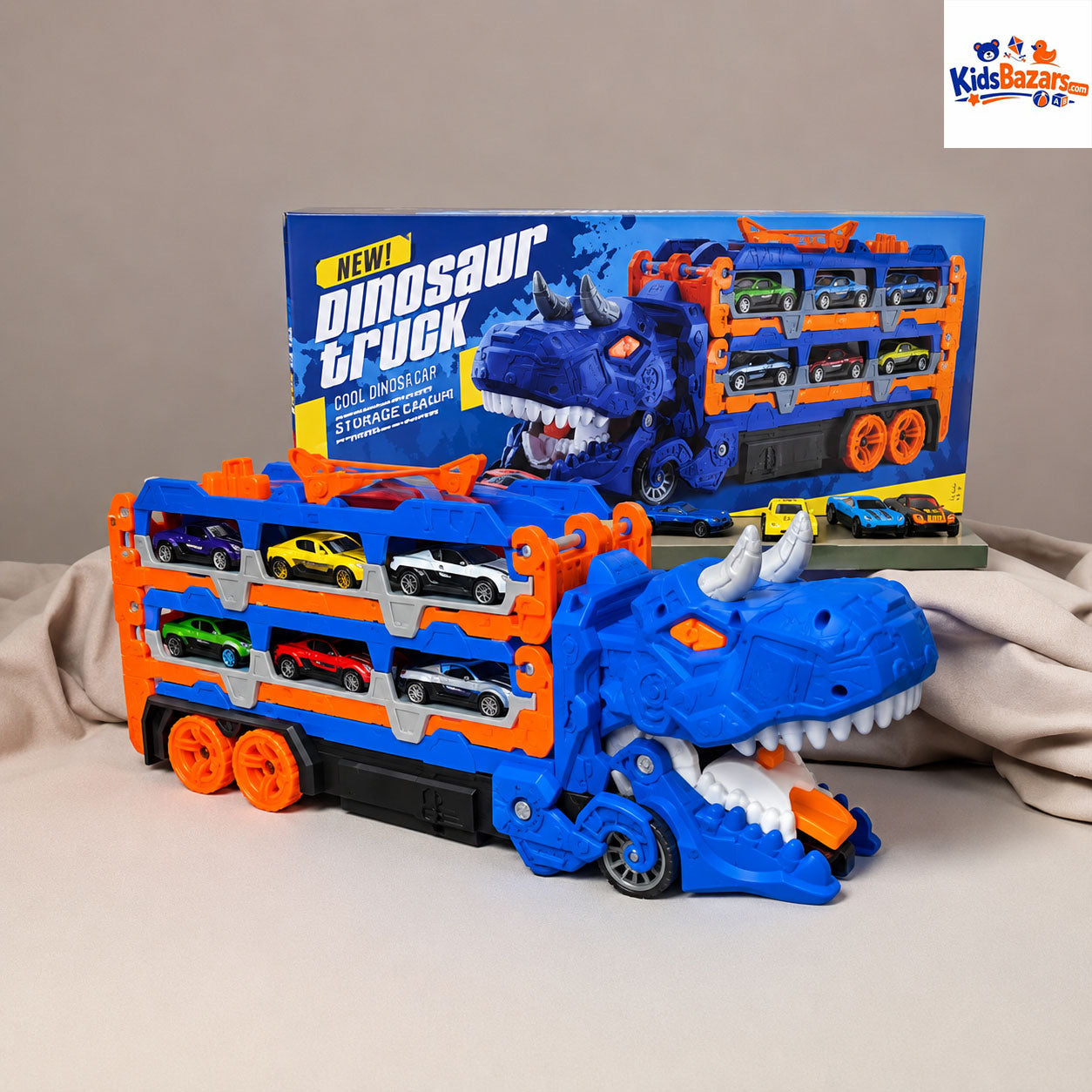 Urban Rail Track Toy Set for Boys, Transforming Dinosaur Truck Children's Toy, Includes 6 Vehicles, Ultimate Garage Playset, Suitable for Kids