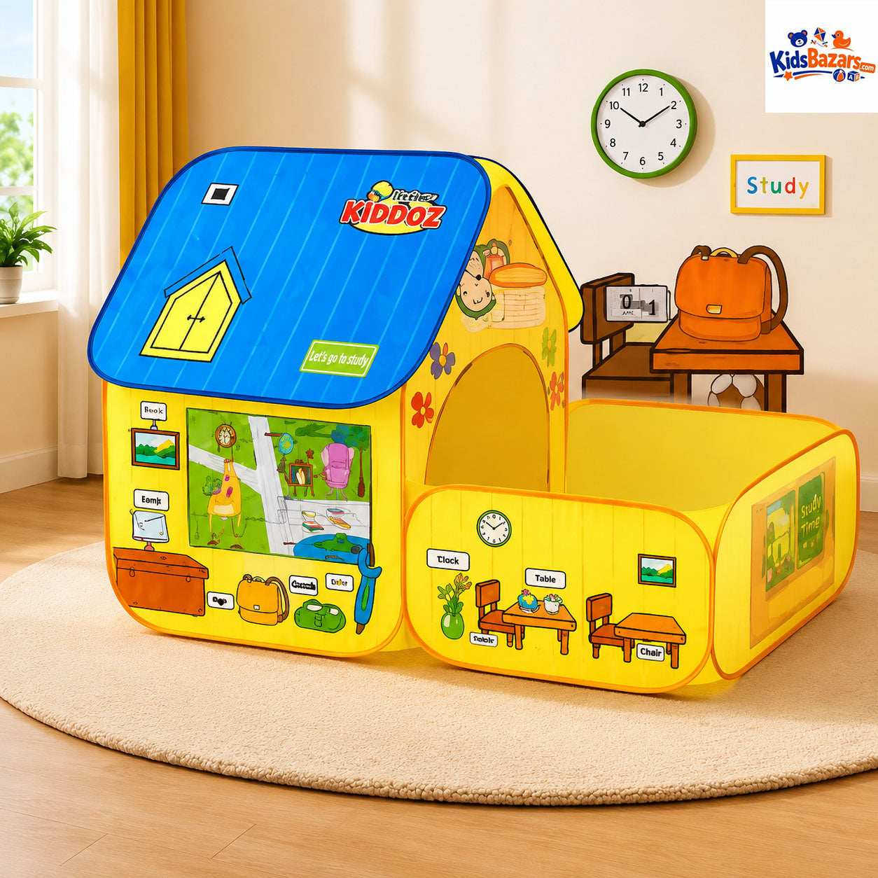 School Bus Pop Up Play Tent for Kids – Foldable Indoor Outdoor Playhouse, Easy Setup Kids Tent, Portable Toy Tent for Boys Girls, Fun Pretend Play Tent House, Lightweight Children Play Tent, Birthday Gift for Kids