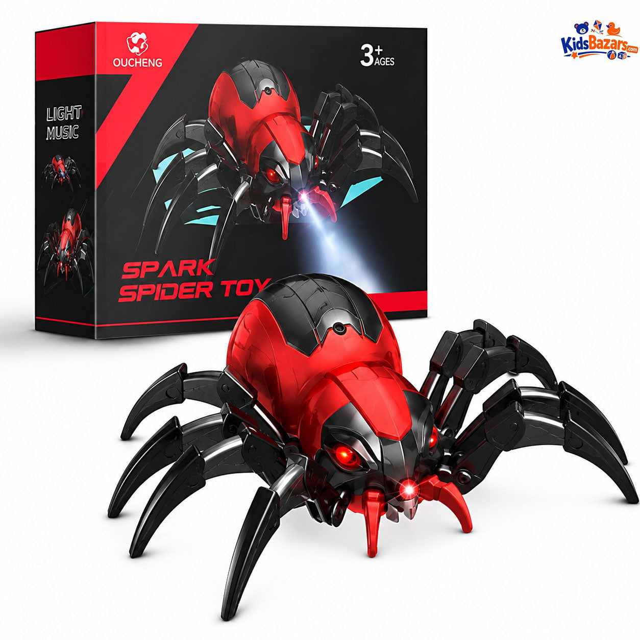 Remote Control RC Spider Toy with Mist Spray, Dancing Action, LED Lights & Music – Mechanical Crawling Spider Toy for Kids