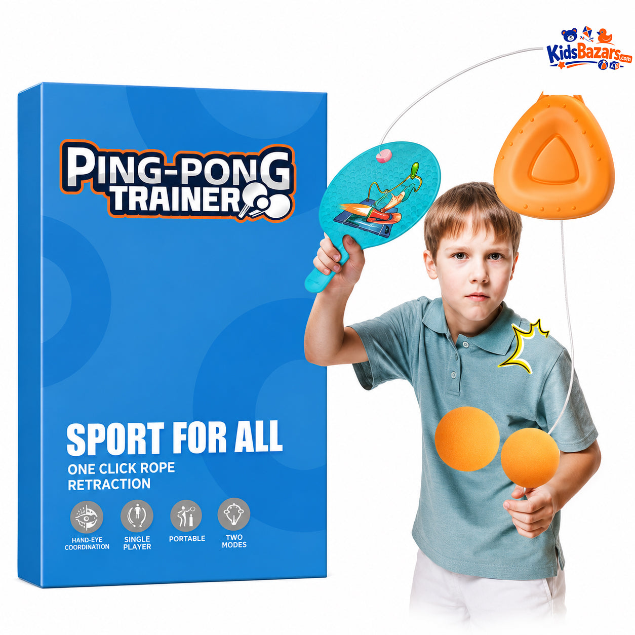 kids bazars.com Table Tennis Ping Pong Trainer Toy for Kids – Fun Indoor Sports Practice Set