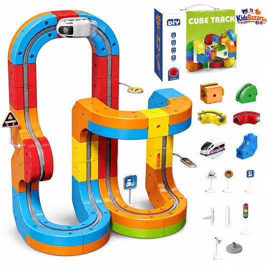 Children Magnetic Rail Car Cube Toys – DIY Building Blocks Set for Kids