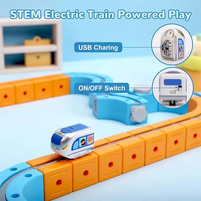 Children Magnetic Rail Car Cube Toys – DIY Building Blocks Set for Kids