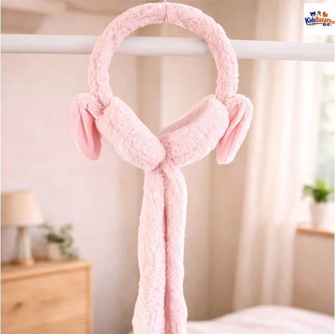 Cute Bunny Earmuffs With Moving Ears For Kids – Soft Plush Ear Warmers
