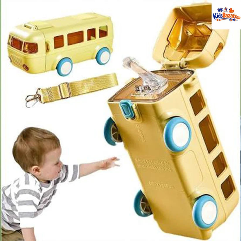 Cute Bus Water Bottle with Shoulder Strap 550 ml