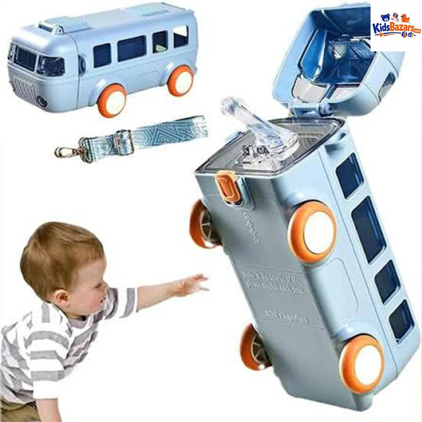 Cute Bus Water Bottle with Shoulder Strap 550 ml