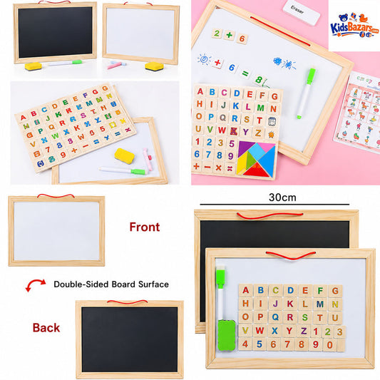 Double-Sided Small Blackboard Whiteboard Hanging Wall Magnetic Message Drawing Board Children