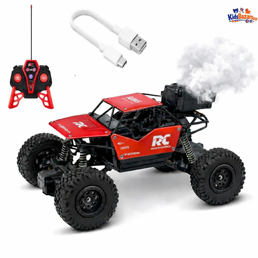Electric Smoke Rock Crawler RC Car – 4x4 Off-Road Remote Control Toy for Kids