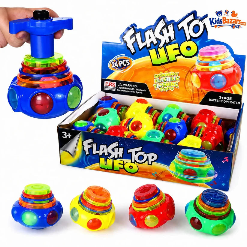 Flash Top UFO LED Light-Up and music Spinning Top Toy for Kids | Colorful Flashing Gyro Spinner