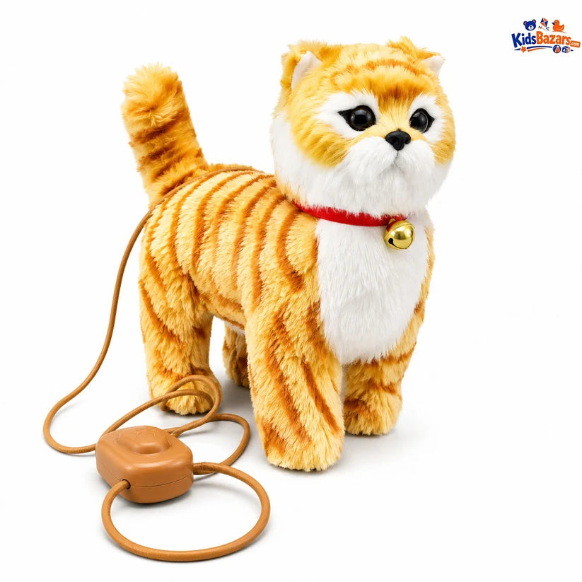 Interactive Walking Cat Toy with Sound & Tail Movement | Realistic Plush Kitten Toy for Kids