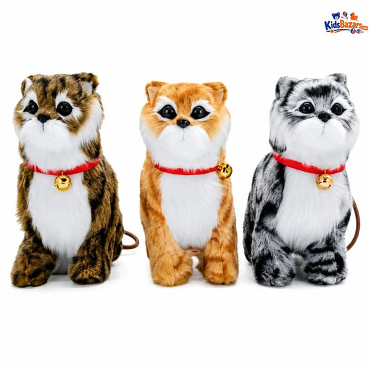 Interactive Walking Cat Toy with Sound & Tail Movement | Realistic Plush Kitten Toy for Kids