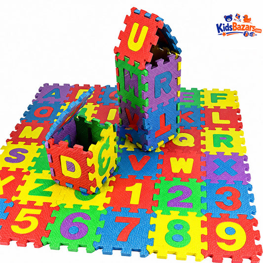Kids ABC & Number Foam Mat – 36 Pcs Educational Puzzle Playmat for Toddlers