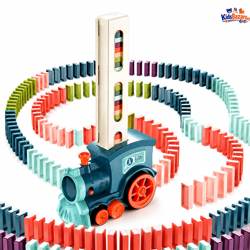 Kids Domino Train Car Set – Automatic Domino Laying Toy with Lights & Sound