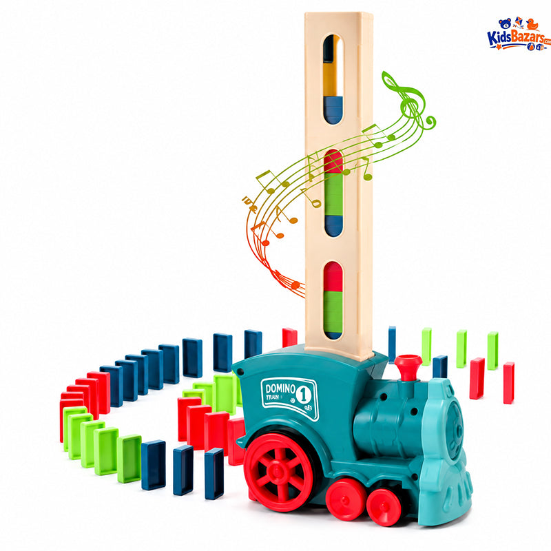 Kids Domino Train Car Set – Automatic Domino Laying Toy with Lights & Sound