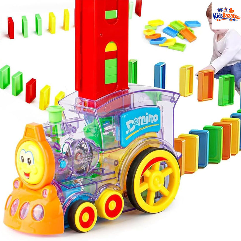 Kids Domino Train Car Set – Automatic Domino Laying Toy with Lights & Sound