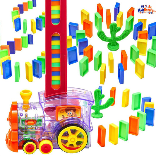 Kids Domino Train Car Set – Automatic Domino Laying Toy with Lights & Sound