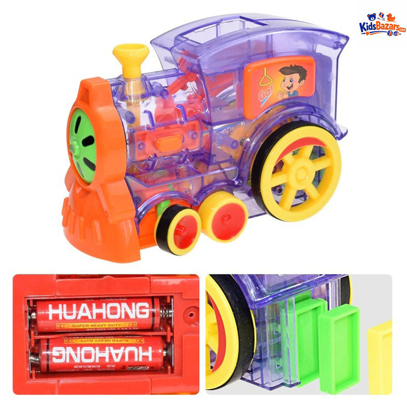 Kids Domino Train Car Set – Automatic Domino Laying Toy with Lights & Sound