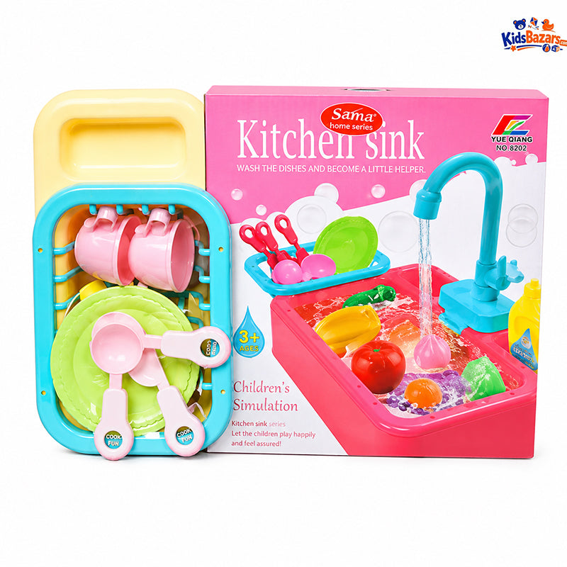 Kids Electric Kitchen Sink Toy Set – Real Water Dishwasher Playset for Children
