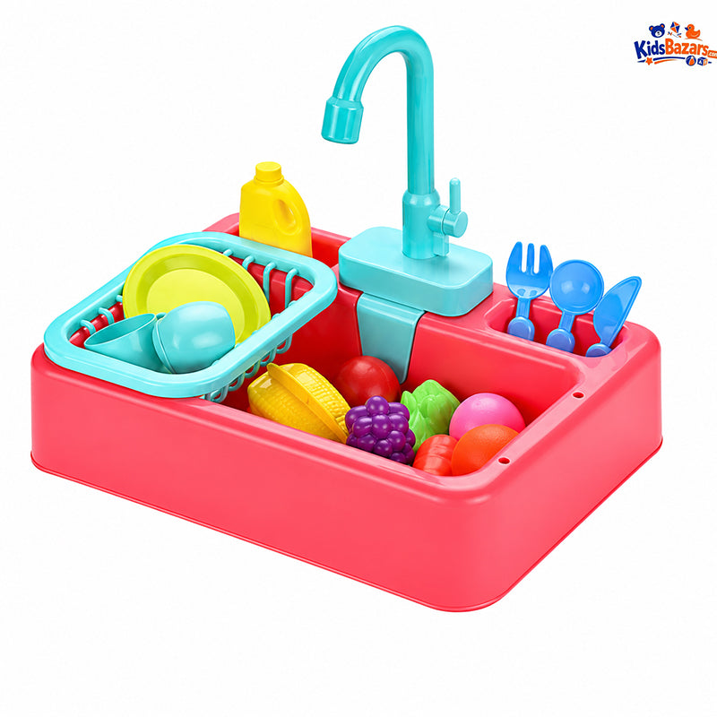 Kids Electric Kitchen Sink Toy Set – Real Water Dishwasher Playset for Children