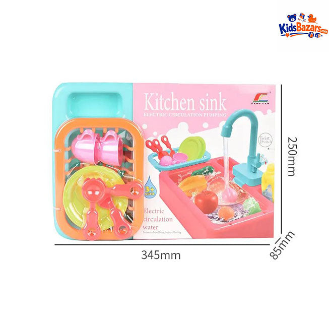Kids Electric Kitchen Sink Toy Set – Real Water Dishwasher Playset for Children