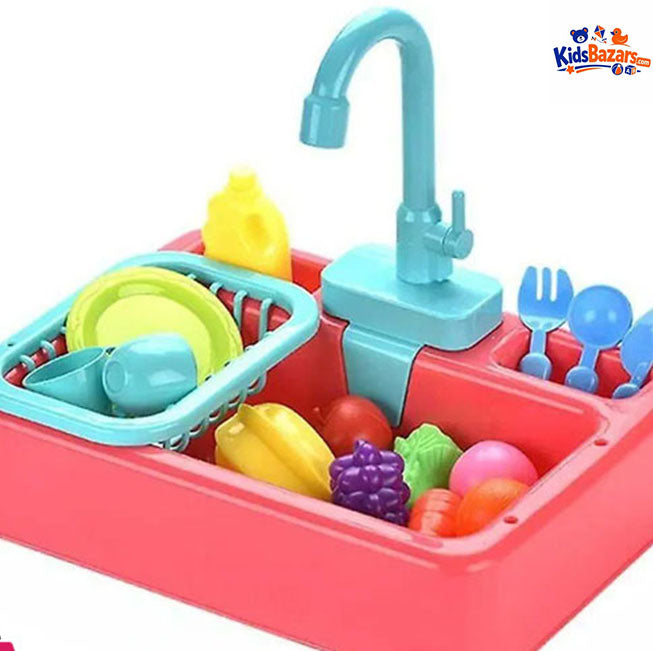 Kids Electric Kitchen Sink Toy Set – Real Water Dishwasher Playset for Children
