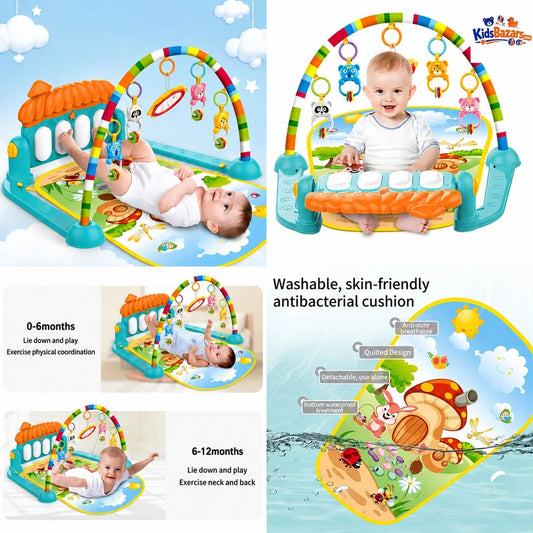 Kids Piano Fitness Bed With Lights Sound