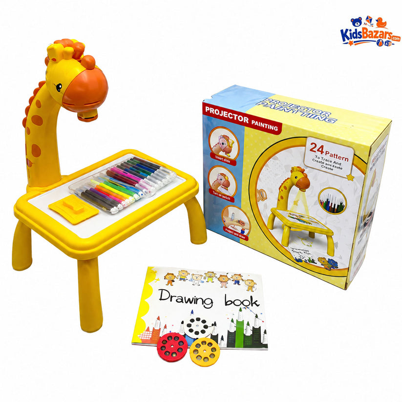3 In 1 Kids Drawing Projector Table (Random Color)