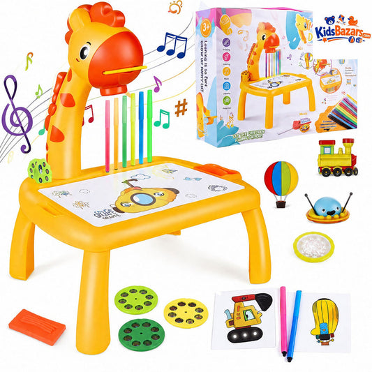 3 In 1 Kids Drawing Projector Table (Random Color)