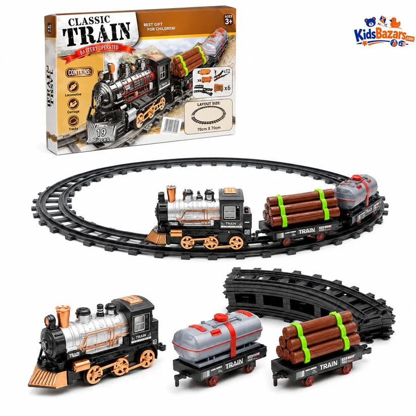Kids Western Express Train Set Round Track – Light & Sound Toy for Children