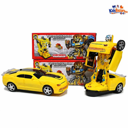 Large Electric Musical Transforming Robot Car – 360° Lights & Sound Kids Toy