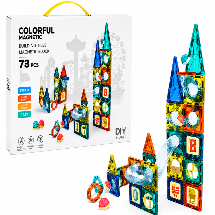 Magnetic Building Tiles Set (73 Pcs) | STEM Educational