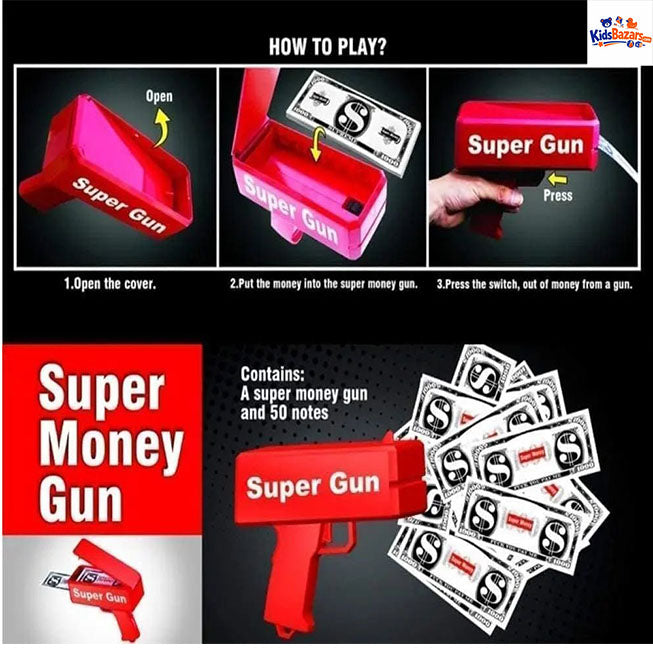 Money Gun Toy for Kids – Fun Cash Shooter Toy with Fake Notes