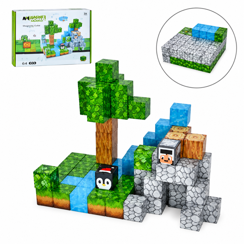 Planet T: super world magnetic cube building set (XC-B46) 128 pc