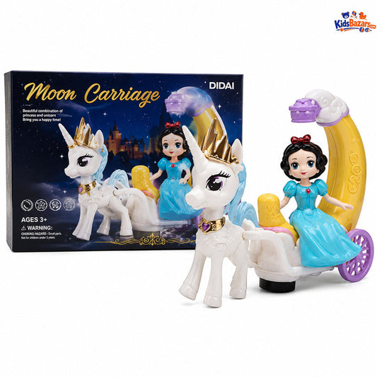 Princess Moon Carriage Unicorn Toy with LED Lights & Music | Battery Operated Kids Toy