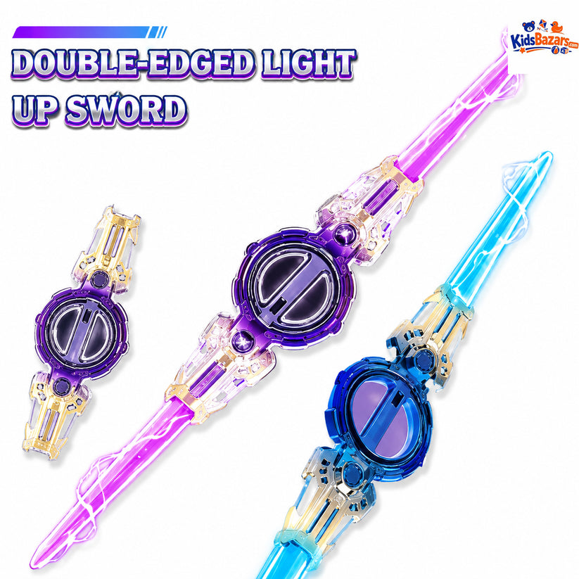 Rotatable Dual-Blade Sword Toy with Retractable Spin & LED Lights