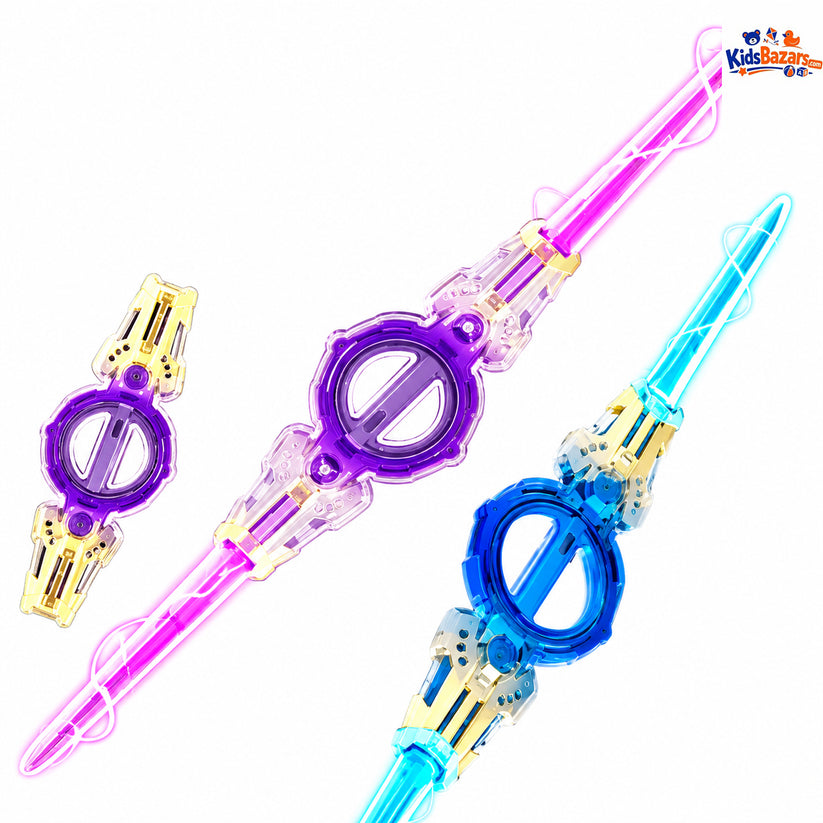 Rotatable Dual-Blade Sword Toy with Retractable Spin & LED Lights