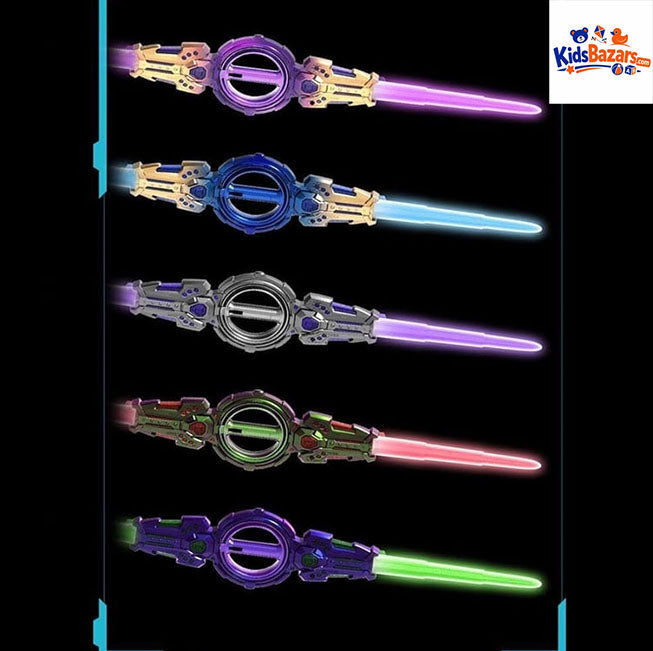 Rotatable Dual-Blade Sword Toy with Retractable Spin & LED Lights